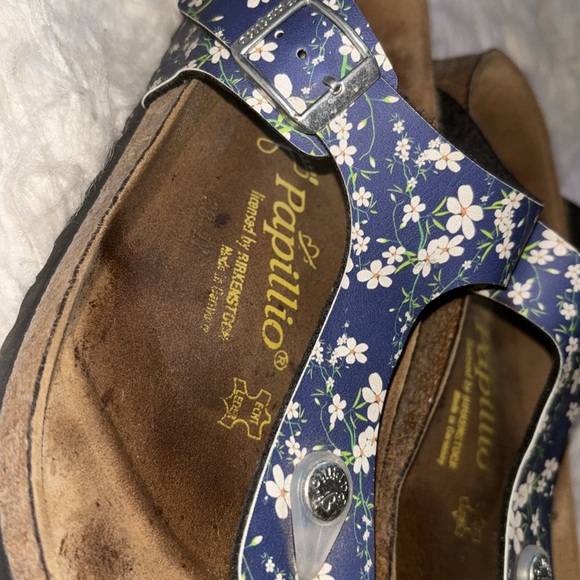 Papillio by Birkenstock Gizeh Birko-Flor Leather Footbed Sandals Blue, Size 8 - Picture 6 of 15